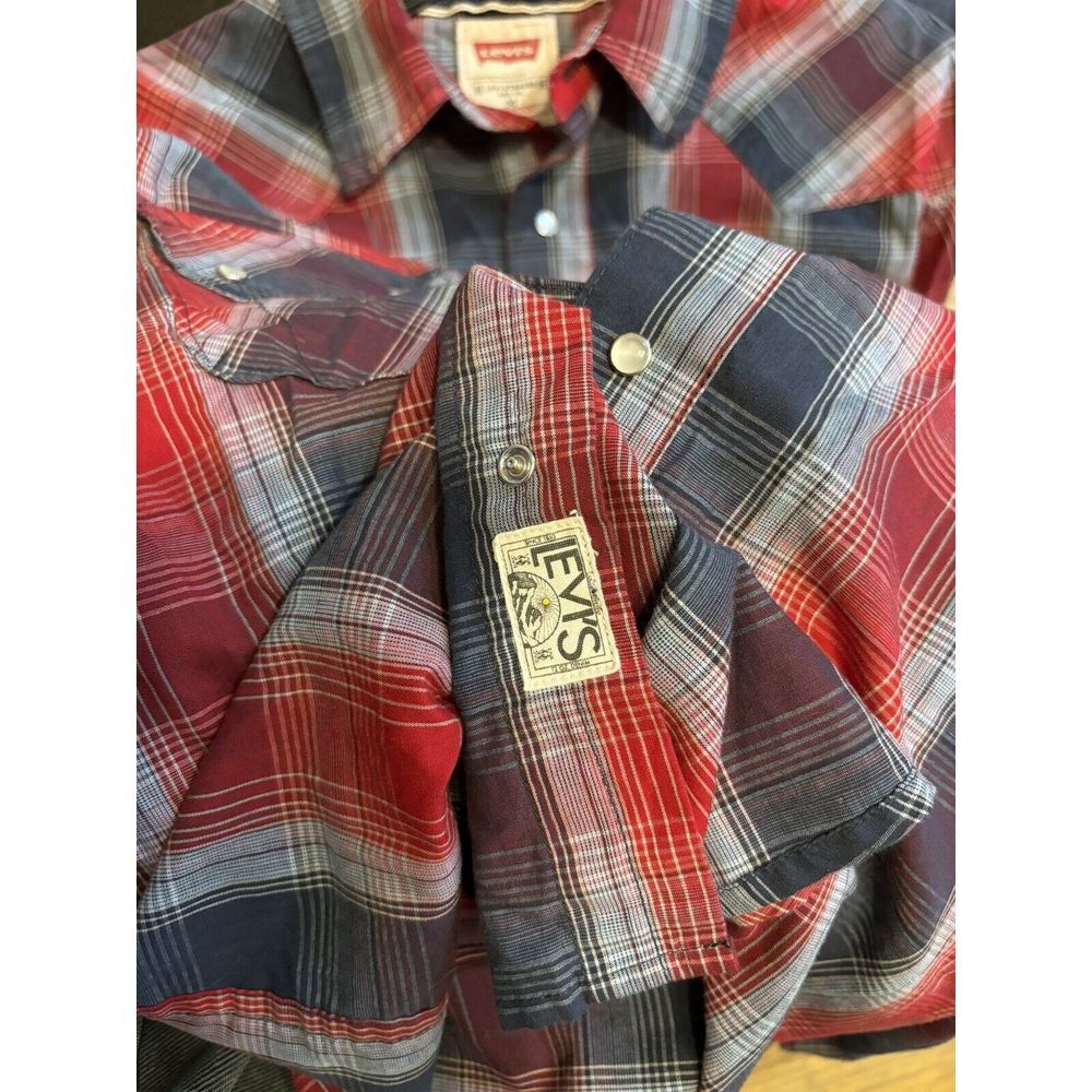 Levi's Men's Long Sleeve Pearl Snap Shirt Sz‎ M Plaid Pockets - Picture 5 of 7